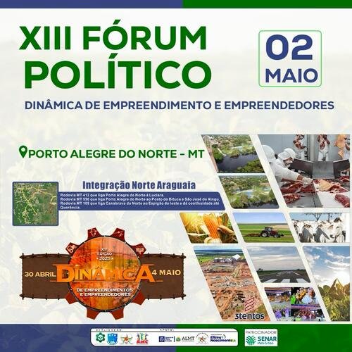 Município de Porto Alegre do Norte realiza o XIII Fórum Político Integração Norte-Araguaia no dia 02 de Maio
